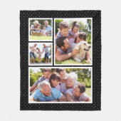 白黒水玉模様フォトコラージュ フリースブランケット (正面)