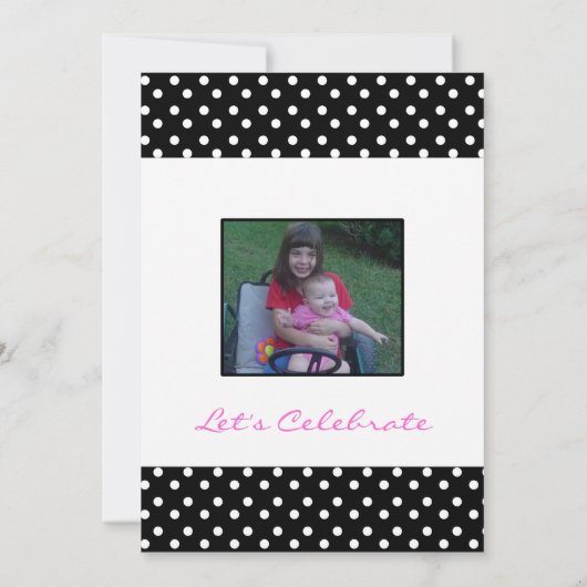 白黒水玉模様プリントパーティの招待状 招待状 (裏面)