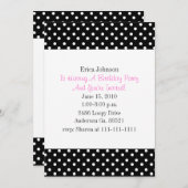 白黒水玉模様プリントパーティの招待状 招待状 (正面/裏面)