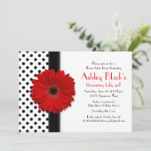 白黒水玉模様ベビーシャワー招待状 招待状 (スタンド正面)