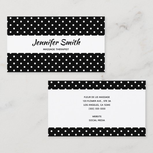 白黒水玉模様マッサージセラピスト 名刺 (正面/裏面)