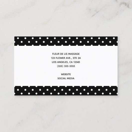 白黒水玉模様マッサージセラピスト 名刺 (裏面)
