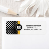 白黒水玉模様モノグラムの卒業 ラベル (インサイチュ)