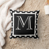 白黒水玉模様モノグラムの枕 クッション (ブランケット)