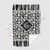 白黒水玉模様モノグラムストライプの ゴルフタオル (インサイチュ)