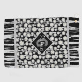 白黒水玉模様モノグラムストライプの ゴルフタオル (横)