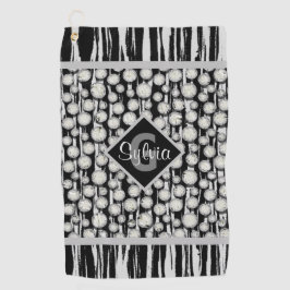 白黒水玉模様モノグラムストライプの ゴルフタオル