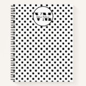 白黒水玉模様モノグラム2026名前をカスタムする ノートブック (正面)