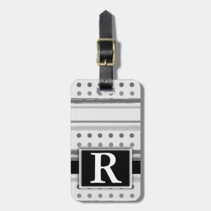 白黒水玉模様モノグラモダンム ラゲッジタグ