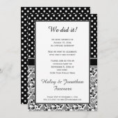 白黒水玉模様上のペイズリー披露宴のみ 招待状 (正面/裏面)