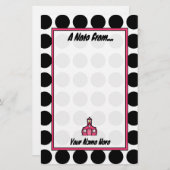 白黒水玉模様先生ファッションひな形 便箋 (正面/裏面)