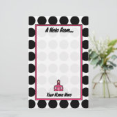 白黒水玉模様先生ファッションひな形 便箋 (スタンド正面)