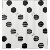 白黒水玉模様円形シャワーカーテン シャワーカーテン (正面)