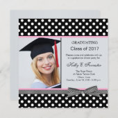 白黒水玉模様卒業会 招待状 (正面/裏面)