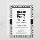 白黒水玉模様引っ越し祝いパーティーパーティー 招待状 (正面)