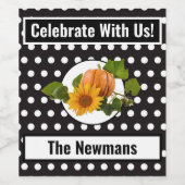 白黒水玉模様感謝祭 ワインラベル (シングルラベル)