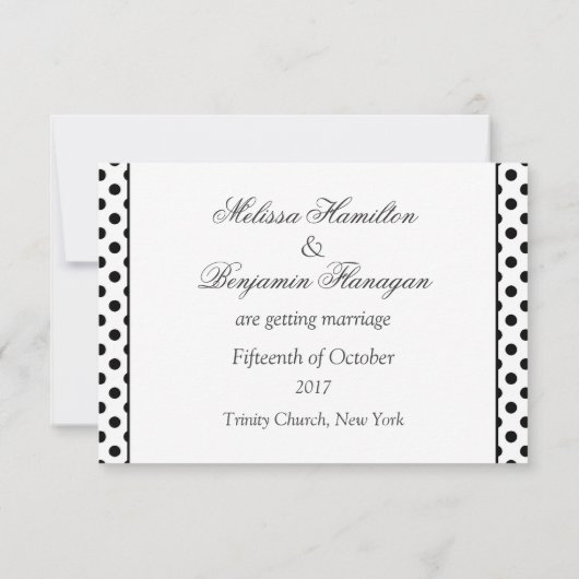 白黒水玉模様日付の結婚保存先 セーブザデート (裏面)