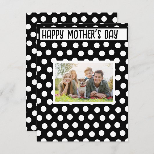 白黒水玉模様母の日 ノートカード (正面/裏面)