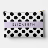 白黒水玉模様点々のある、お名前 アクセサリーポーチ (裏面)
