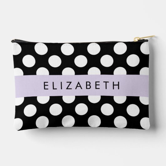 白黒水玉模様点々のある、お名前 アクセサリーポーチ (裏面)