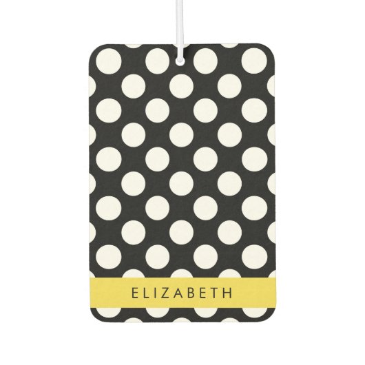 白黒水玉模様点々のある、お名前 カーエアーフレッシュナー (正面)