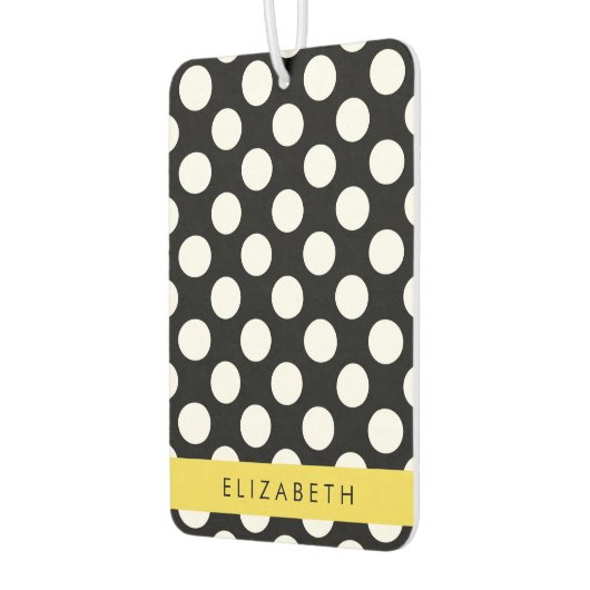 白黒水玉模様点々のある、お名前 カーエアーフレッシュナー (左)