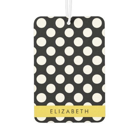 白黒水玉模様点々のある、お名前 カーエアーフレッシュナー (裏面)