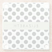 白黒水玉模様点々のある、お名前 ガラスコースター (裏面)