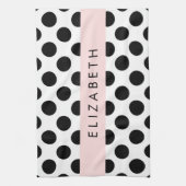 白黒水玉模様点々のある、お名前 キッチンタオル (縦)