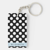 白黒水玉模様点々のある、お名前 キーホルダー (裏面)