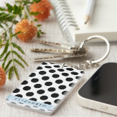 白黒水玉模様点々のある、お名前 キーホルダー (正面右)