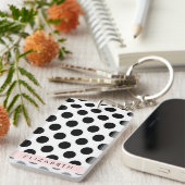 白黒水玉模様点々のある、お名前 キーホルダー (正面右)