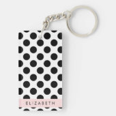 白黒水玉模様点々のある、お名前 キーホルダー (裏面)