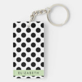 白黒水玉模様点々のある、お名前 キーホルダー (裏面)