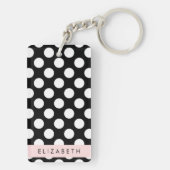 白黒水玉模様点々のある、お名前 キーホルダー (裏面)