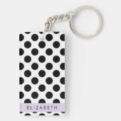 白黒水玉模様点々のある、お名前 キーホルダー (裏面)