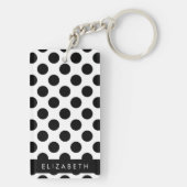 白黒水玉模様点々のある、お名前 キーホルダー (裏面)