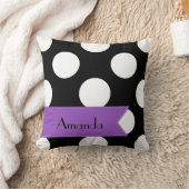 白黒水玉模様点々のある、お名前 クッション (ブランケット)