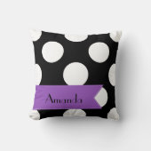 白黒水玉模様点々のある、お名前 クッション (正面)