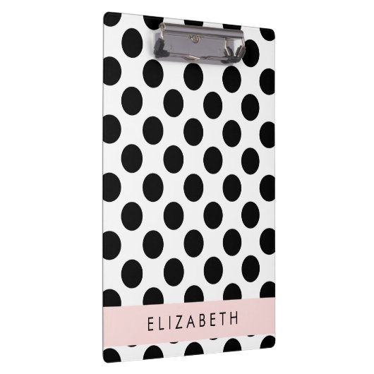 白黒水玉模様点々のある、お名前 クリップボード (右)