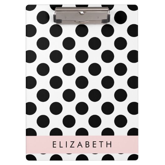 白黒水玉模様点々のある、お名前 クリップボード (正面)