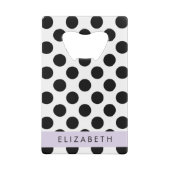 白黒水玉模様点々のある、お名前 クレジットカード栓抜き (裏面)