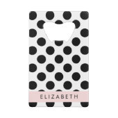 白黒水玉模様点々のある、お名前 クレジットカード栓抜き (裏面)