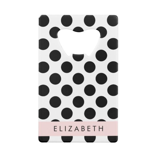 白黒水玉模様点々のある、お名前 クレジットカード栓抜き (裏面)