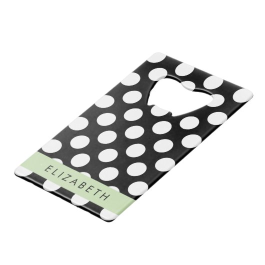 白黒水玉模様点々のある、お名前 クレジットカード栓抜き (裏面アングル)