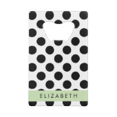 白黒水玉模様点々のある、お名前 クレジットカード栓抜き (裏面)