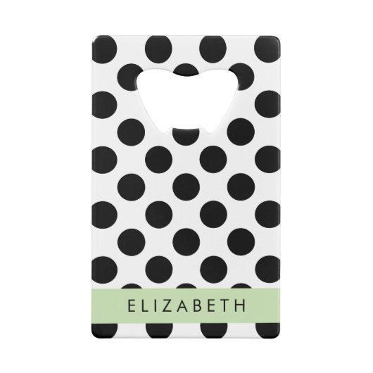 白黒水玉模様点々のある、お名前 クレジットカード栓抜き (裏面)