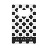 白黒水玉模様点々のある、お名前 クレジットカード栓抜き (裏面)