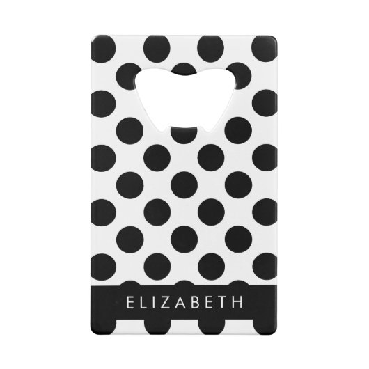 白黒水玉模様点々のある、お名前 クレジットカード栓抜き (裏面)