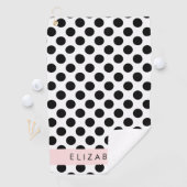 白黒水玉模様点々のある、お名前 ゴルフタオル (インサイチュ)